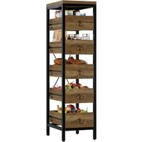 GarveeMore Küchenregal 5-stöckiges mit 5 ausziehbaren Schubladen für Obst und Gemüse, praktisches Regal für Küche, Wohnzimmer, Badezimmer und Supermarkt