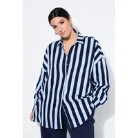 Studio Untold Hemdbluse Hemdbluse oversized Musselin Streifen Langarm