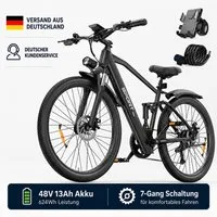 PixelPilot E-Bike Cityrad 26 Zoll Elektrofahrrad 48V 13Ah Akku Herausnehmbarer Akku und Korb, 7 Gang, Nabenmotor, 624 Wh, (Packung)