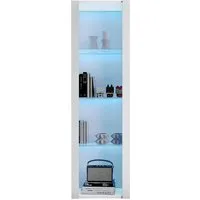 Merax Standvitrine schmal Vitrinenschrank mit 4 Fächern, APP Steurung mit LED und Glaseinlgeböden,Glasvitrine hochglanz,H:166cm
