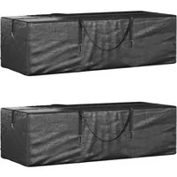 vidaXL Gartenmöbel-Schutzhülle Aufbewahrungstasche für Gartenkissen 2 Stk. Schwarz 135x40x55cm (2-St)