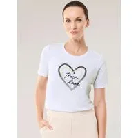 Walbusch T-Shirt Damen Baumwollshirt mit Herz T-Shirt Rundhals Kurzarm 95% Baumwolle, 5% Elasthan, hautfreundlich, elastisch, Herz-Stickerei