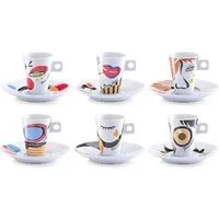 Zeller Present Espressotasse Faces, 12-tlg., Porzellan, 6 Tassen, 6 Untertassen