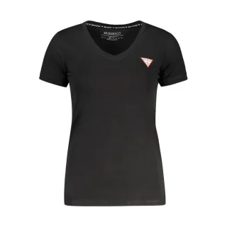 Guess Jeans Schwarzes Baumwoll-T-Shirt für Damen
