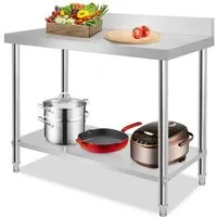 FIVMEN Arbeitstisch Edelstahl Tisch Küchentisch Edelstahltisch für Küche mit Aufkantung (100x60x85cm / 120x60x85cm / 150x50x85cm), Arbeitstisch höhenverstellbar für Küche Bar Restaurant