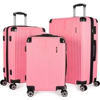 BRUBAKER Kofferset London - Reisekoffer Set inklusive Handgepäck - Hartschalen Koffer, 4 Rollen, (ABS Trolleys (M, L, XL), 3 tlg., Boardcase), mit Zahlenschloss, 4 Rollen und Komfort Tragegriffen