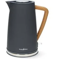 Nedis Wasserkocher KAWK510E, 1.7 l, 2200,00 W, Edelstahl & Soft-Touch, schnell kochend, 360° drehbar inkl. Kalkfilter