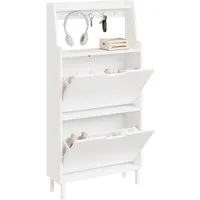SoBuy Schuhschrank FSR221, Schuhschrank schmal, Schuhregal Schuhkipper schmal Flurschrank Schuhkommode Schuhablage, mit Haken und offenem Fach, Platzsparend