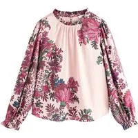 Next Langarmbluse Langärmelige Bluse mit hohem Raffkragen (1-tlg)
