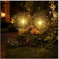 pedete LED Solarleuchte LED Solarleuchte Solarlampen Garten 120 LED Feuerwerk Solarleuchten, gartendeko, solarlampen für außen, Warmweiß, Tageslichtweiß, Leuchtmittel, Wetterfest Pusteblume Solarlampen 8 Modi mit Erdspieß