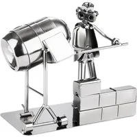BRUBAKER Dekofigur Schraubenmännchen Bauarbeiter mit Betonmischer - Metallmännchen (1 St., Eisenfigur - Handarbeit Metallfigur Hausbau), Geschenk für Handwerker, Maurer und Hausbauer