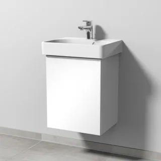 Sanipa 3way Waschtischunterbau zu Geberit Smyle Square Waschtisch mit 1 Tür, Weiß-Glanz SF66878
