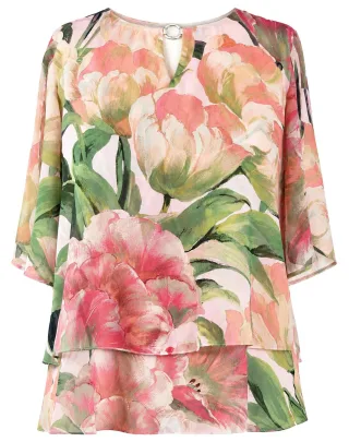 select! by Hermann Lange - Bluse grün rose - Gr. - 40