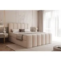 Compleo Boxbett BUBBLE, Wolkenbett, Bequem, Bonell, Topper, Doppelbett gepolstertes Kopfteil mit Bettkasten