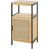en.casa Badkommode, »Tervola« Midischrank 80x40x35cm Bambus/Rattanoptik Schwarz