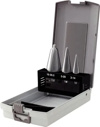 KS Tools HSS TiN Blechschälbohrer-Satz, Stahlblechkassette 4-tlg - 336.0523