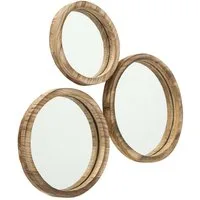 BOLTZE GRUPPE GmbH Dekospiegel Spiegel Jones Wandspielgel rund Holzoptik Blauglockenbaum 3er Set