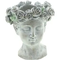Dekoleidenschaft Blumentopf Büste "Rosenkrone" Pflanztopf, Pflanzgefäß, Pflanzschale, Gartendeko, in antiker Steinoptik aus Polyresin für Draußen