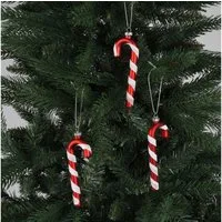 BURI Christbaumschmuck Deko Zuckerstangen 3er-Set aus Glas 12cm Weihnachtsdeko Baumschmuck