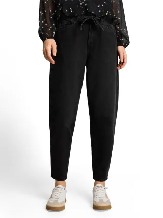 Denim Tom Tailor - TTADEA BARREL Jeans mit Gürtel dark stone black black denim - Gr. - XS