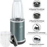 KeMar Kitchenware Standmixer KSB-100G, 1000 W, 2 Becher, 2 Klingen, Deckel + Trinkdeckel, Smoothiemaker, Mixer
