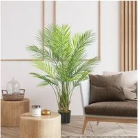 Kunstpflanze 120cm hoch Areca-Palme, HOMCOM, Höhe 120 cm, für Wohnzimmer Schlafzimmer Büro Garten Moderne Dekoration Geschenk