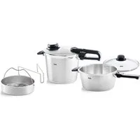 Fissler Schnellkochtopf Fissler Vitavit® premium Schnellkochtopf-Set, 5-teilig, Edelstahl 18/10 (5-tlg), Verriegelungsanzeige, Einstellbares Abdampfen, Einstellbare Kochstufen