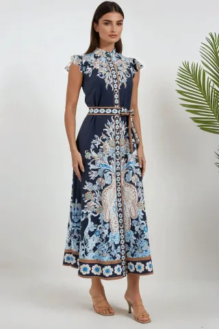 Blumen-Tuch Maxi-Kleid