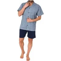 Normann Pyjama Herren kurzarm Schlafanzug Shorty Pyjama zum durchknöpfen