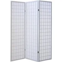 Homestyle4u Paravent Holz Raumteiler Trennwand Shoji Weiß Spanische Wand Sichtschutz Indoor (3-teilig)