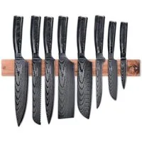 Küchenkompane Messer-Set Messerset asiatisch mit magnetischer Holzleiste - Kuro Küchenmesser (2-tlg)