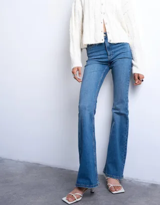 TOPSHOP - TSJAMIE HR FLARE DNM JEANS MB NOOS Medium Blue Denim - Gr. - 30