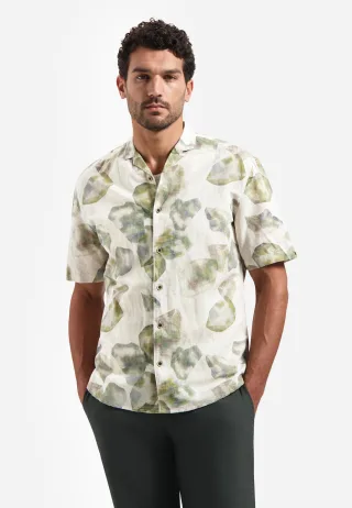 No Excess - Shirt Short Sleeve Allover Printed With Linen Green - Gr. - XL
