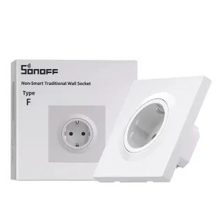 SONOFF WS01STPF-E Fusion Series Non-Smart Traditional Wall Socket Type F Fire Resistant Protection Moisture Ready Durabi