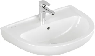 Villeroy & Boch Waschbecken Newo 600x455mm Oval, 1 Hahnloch mit Überlauf Weiss Alpin 4A916001