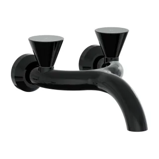 VitrA Liquid Zweigriff-Waschtischarmatur Aufputz-Wandmontage Ausladung Schwarz Hochglanz,A4274839 A4274839