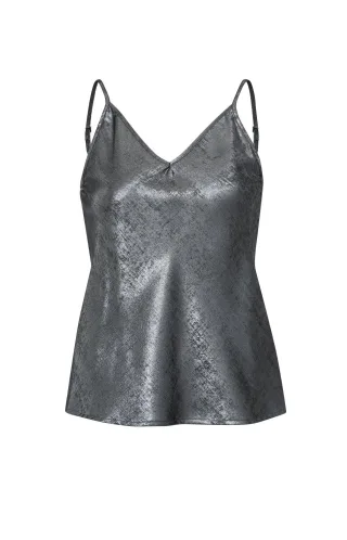 Yaya - Metallisch drapiertes Singlet grau - Gr. - 42