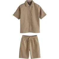Next Shirt & Shorts Poloshirt mit Reißverschluss und Shorts im Set (2-tlg)