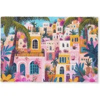 MuchoWow Fußmatte Bunt - Rosa - Orange - Gelb - Blumen, Rechteckig, innen Schmutzfangmatte, Tür, Schmutzfänger Flur, Teppich 60x40 cm