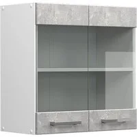 Vicco Glashängeschrank R-Line, Beton/Weiß, 60 cm (1-St)