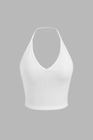 Halter-Neck Jersey-Crop-Top