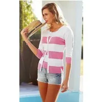 Passioni 2-in-1-Strickjacke rosa gestreift mit Ärmel Cut-Out