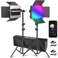 Neewer Videoleuchte RGB660 PRO II 2 Stück 50W RGB LED Videoleuchte Panel Set, App Steuerung, CRI97+ & Vollfarbe, Studio Dauerlicht für Fotografie