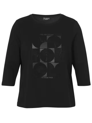 VIA APPIA DUE - Sweatshirt Rundhals 3/4 Arm Motiv schwarz - Gr. - 46