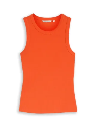 Denim Tom Tailor - Slim Fit Top mit Rippstruktur fiery orange - Gr. - S