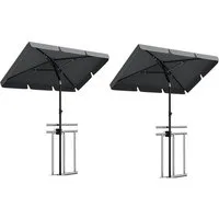 GarveeMore Sonnenschirm Balkon 2St 200x125cm mit Schirmhülle UV50+ für Balkon Garten&Terrasse, Sonnenschirm rechteckig knickbar&höhenverstellbar,Balkonsonnenschirme