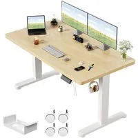 HOMALL Schreibtisch Höhenverstellbarer Elektrisch mit 25mm starker einteiliger Tischplatte (Maße: 140 × 70 / 160 × 80 / 180 × 80, ausgestattet mit zwei Motoren und zwei Querträgern, mit Kabelmanagementbox, maximale Tragkraft 120 kg, mit Weckfunktion 