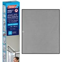 tesa Insektenschutz-Fensterrahmen Anklips-Rahmen Fliegengitter für Fenster, Anthrazit (Durchsichtig), (Packung, 1-St., inkl. Fiberglas-Netz in Anthrazit, Rahmen und Halteklip-Lösung), INSECT STOP Netz aus Fiberglas, selbstklebende Halte-Klips