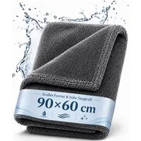 ibettertec Auto Trockentuch XXL 90x60 cm Mikrofasertuch fusselfrei Mikrofasertuch (Auto Trockentuch XXL 90 x 60 cm – saugstarkes Mikrofasertuch für Autopflege, Motorrad, Wohnmobil und Boot, fusselfrei, streifenfrei und lackschonend)