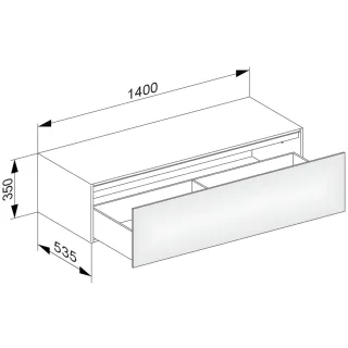 Keuco Sideboard Edition 11 31326, 1 Front-Auszug, weiß/Glas weiß, 31326300000 31326300000